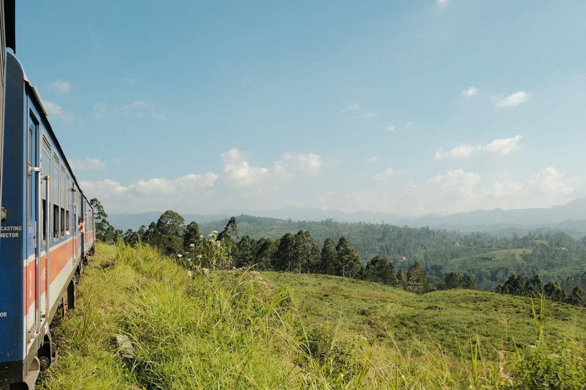 Train through Sri Lankan hill country
